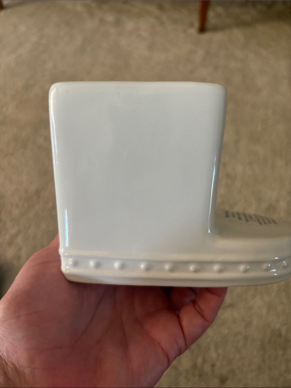 Nora Fleming White Ceramic Beaded-Edge Vanity Tray